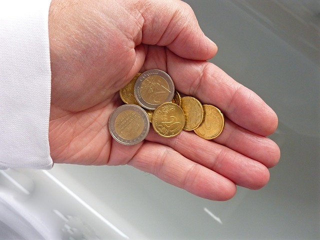 euro mince v dlani